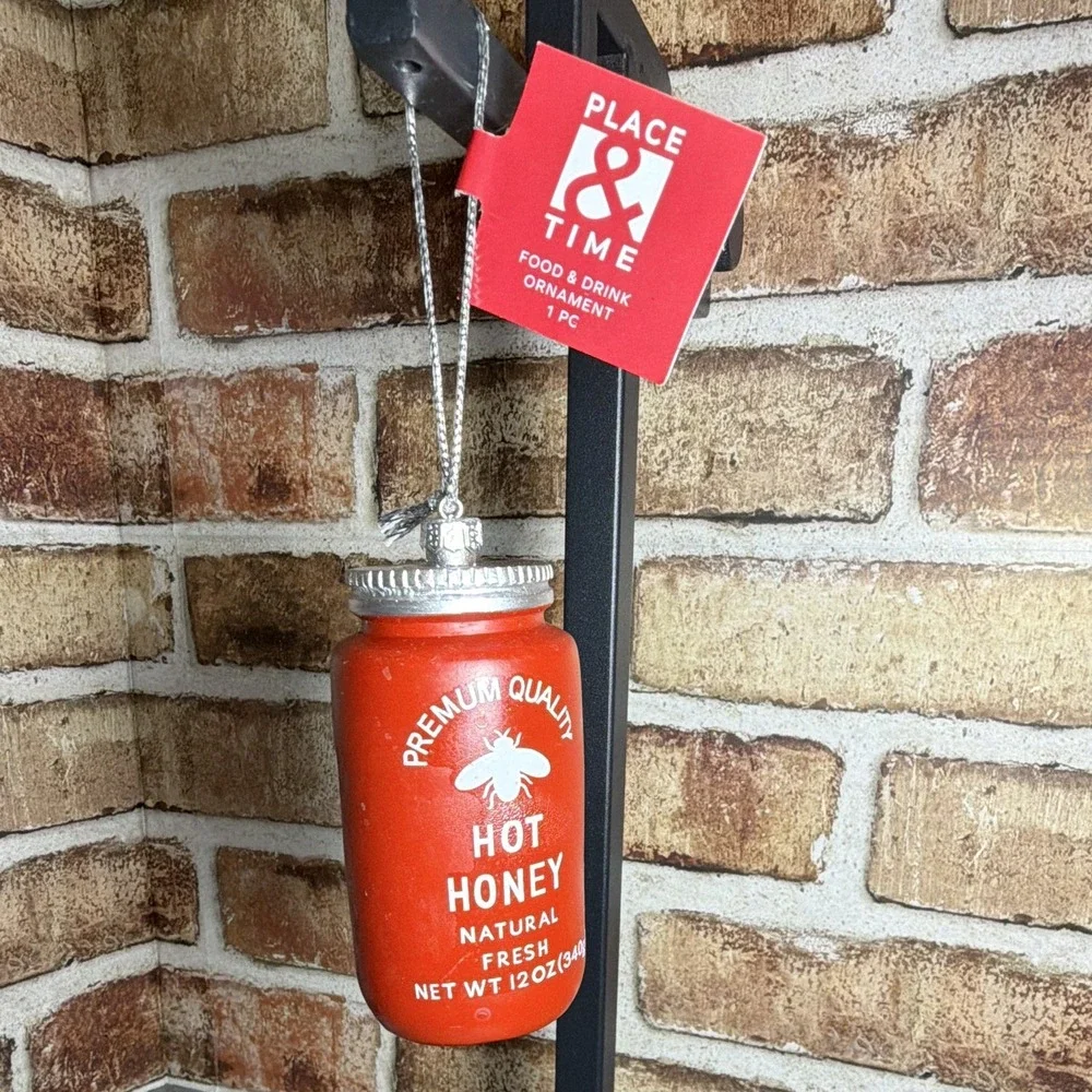 New Place & Time Red Hot Honey Jar Ornament Hanging Christmas Food & Drink